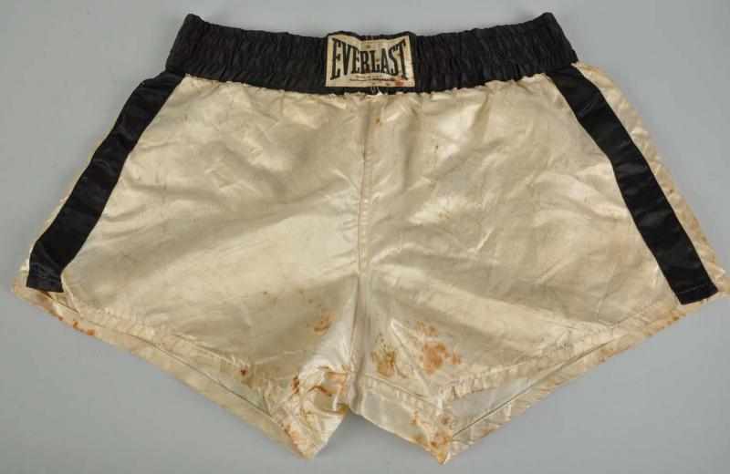 Appraisal: Original Muhammad Ali Boxing-Worn Trunks Description Marked Everlast on front