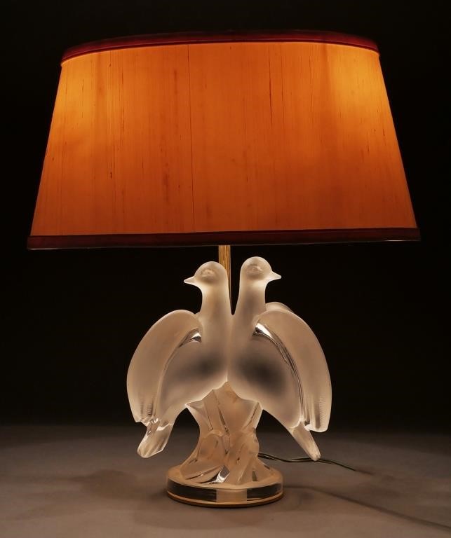 Appraisal: Vintage Lalique crystal Ariana boudoir table lamp Frosted crystal glass