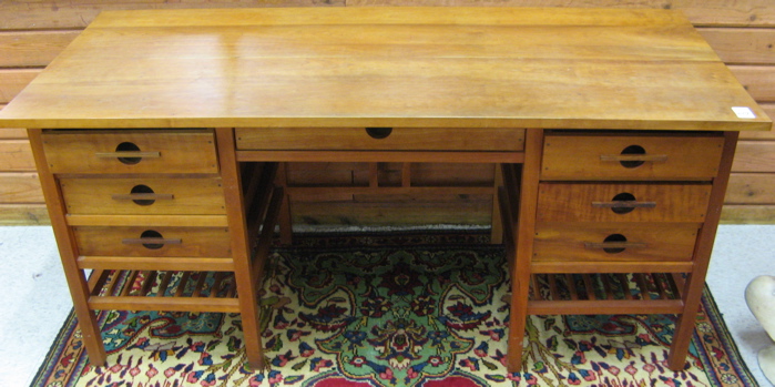 Appraisal: ARTS CRAFTS STYLE CHERRY WOOD SECRETARY DESK M T Maxwell