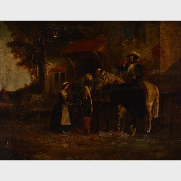 Appraisal: Manner of John Frederick Herring - MOUNTED HORSEMAN STOPPED AT