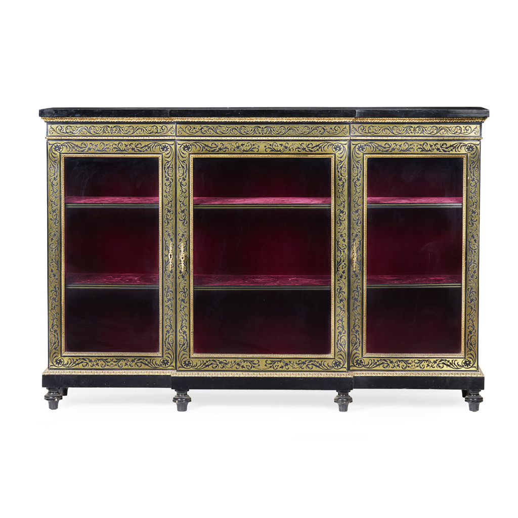 Appraisal: NAPOLEON III AND EBONISED BRASS MARQUETRY CREDENZA LATE TH CENTURY