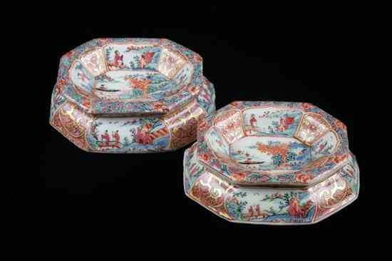 Appraisal: PAIR CHINESE EXPORT FAMILLE ROSE PORCELAIN SALTS Qianlong period Finely