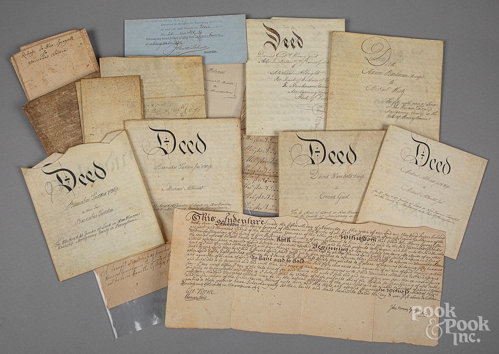 Appraisal: Eleven Pennsylvania indentures Eleven Pennsylvania indentures th and th c