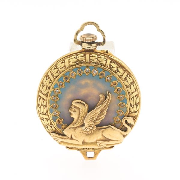 Appraisal: EGYPTIAN REVIVAL K GOLD POCKET WATCH mm case gm gross