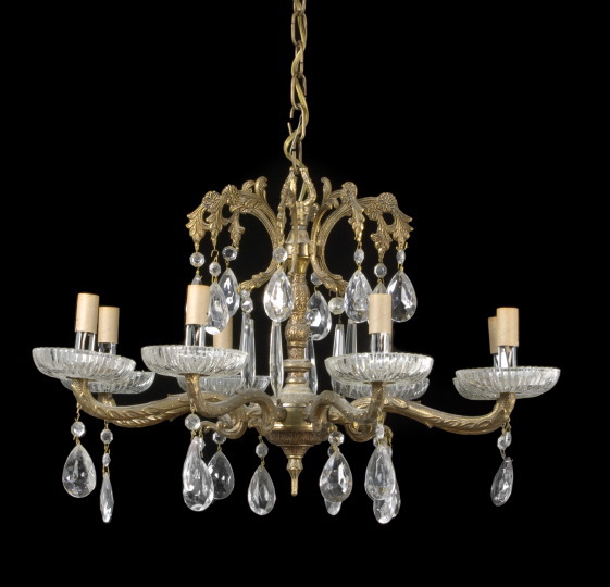 Appraisal: Louis XVI-Style Gilt-Brass and Cut Glass Eight-Light Chandelier third quarter