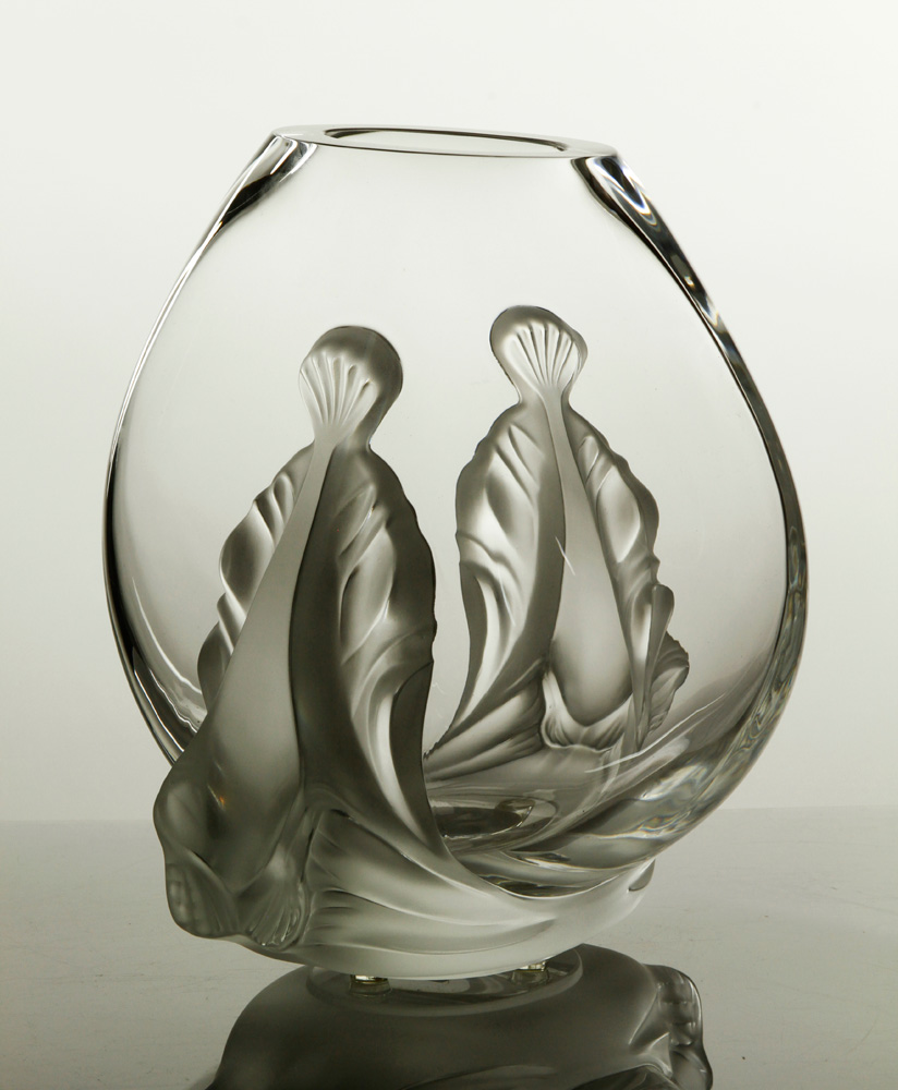 Appraisal: - Lalique Glass Vase Lalique vase molded and frosted glass