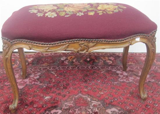 Appraisal: LOUIS XV STYLE BENCH With needlepoint upholstery