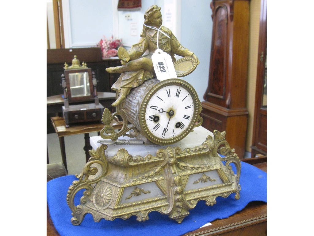 Appraisal: Gilt metal figural mantle clock