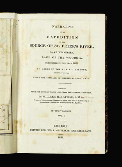 Appraisal: vols Keating William H Narrative of An Expedition to The