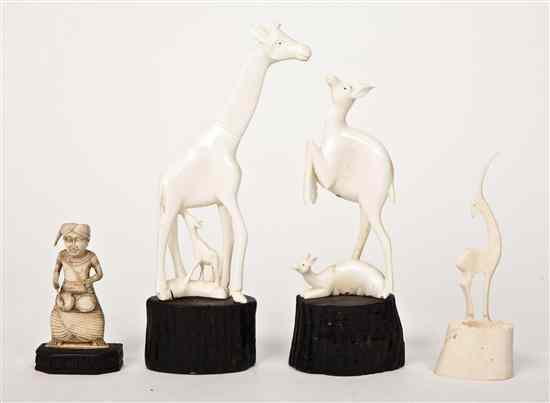 Appraisal: A Collection of African Carved Ivory Animals comprising a mother