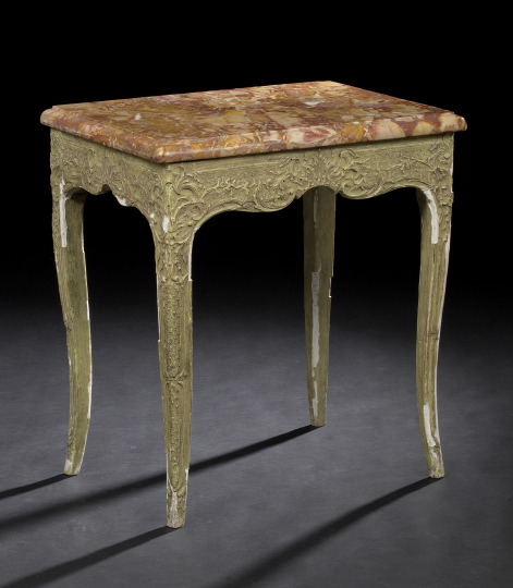 Appraisal: Louis XV-Style Polychromed and Marble-Top Occasional Table mid- th century