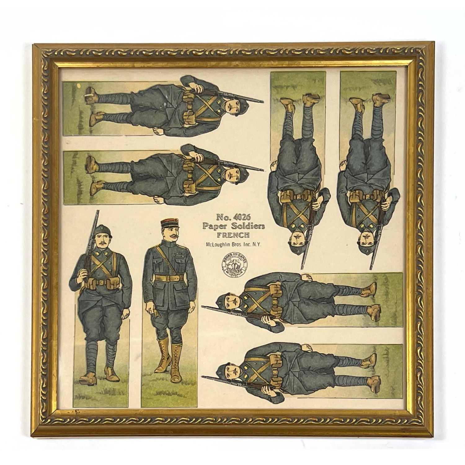 Appraisal: McLOUGHLIN BROS N Paper Soldiers FRENCH Framed Un-Cut Sheet Dimensions