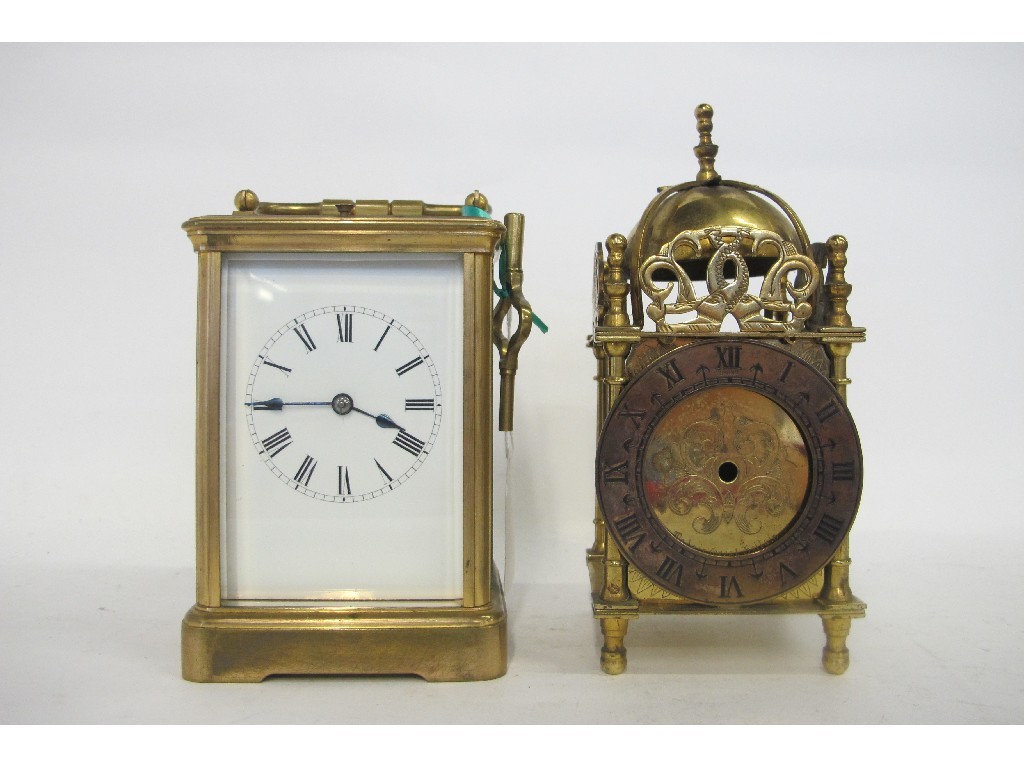 Appraisal: Brass cased carriage clock with repeat button to top and