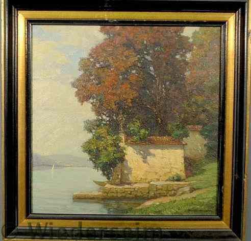 Appraisal: Weickgenannt Karl German - Continental oil on canvas lake shore