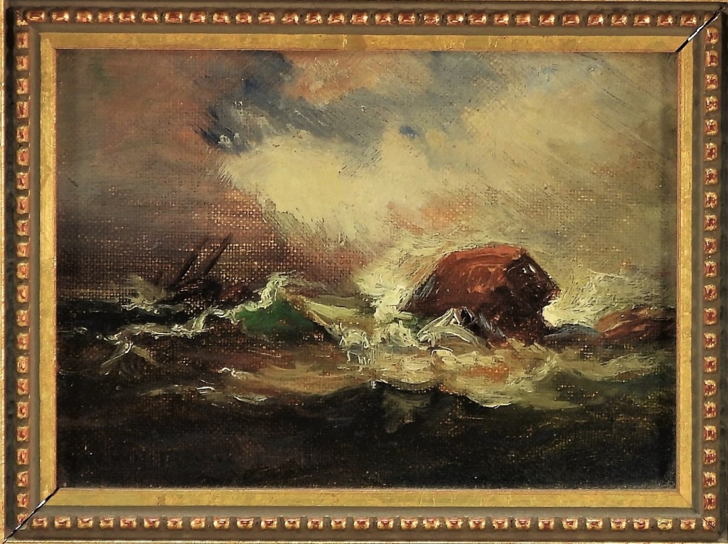 Appraisal: GEORGE WHITAKER SHIPWRECK SEASCAPE PAINTING Rhode Island New York Massachusetts