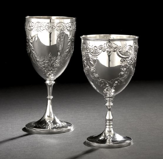 Appraisal: Two Large Edwardian Sterling Silver Goblets hallmarked Sheffield one -