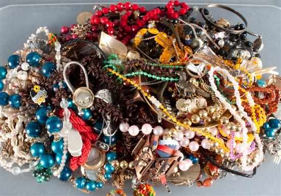 Appraisal: Large assortment of costume jewelry including bead necklaces rhinestone necklaces