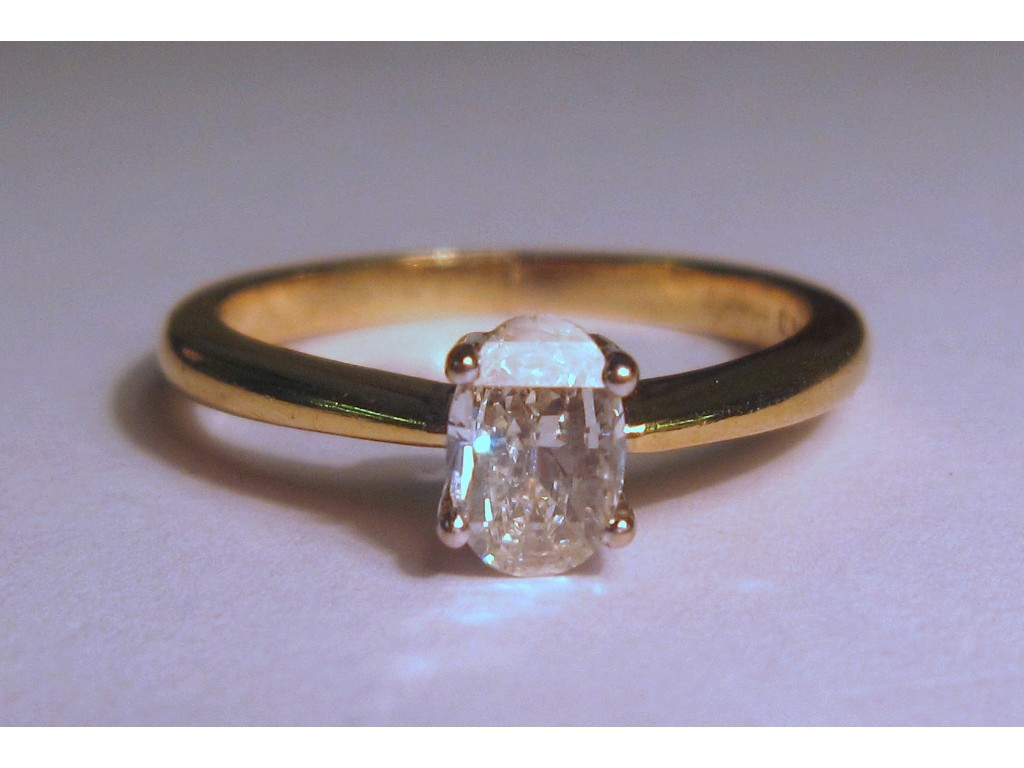 Appraisal: Eighteen carat gold diamond solitaire ring with Millennial Sunrise cut