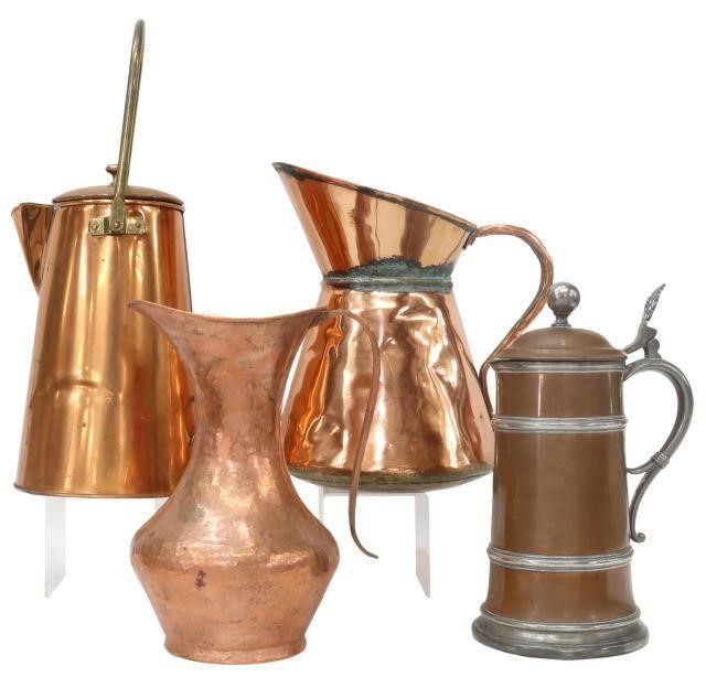 Appraisal: lot of Collection of copper kitchen vessels including hammered copper