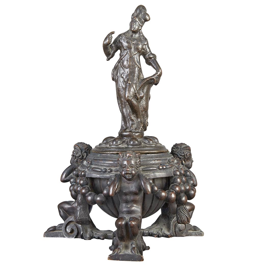 Appraisal: Italian Bronze Inkwell In the style of Niccolo Roccatagliata late