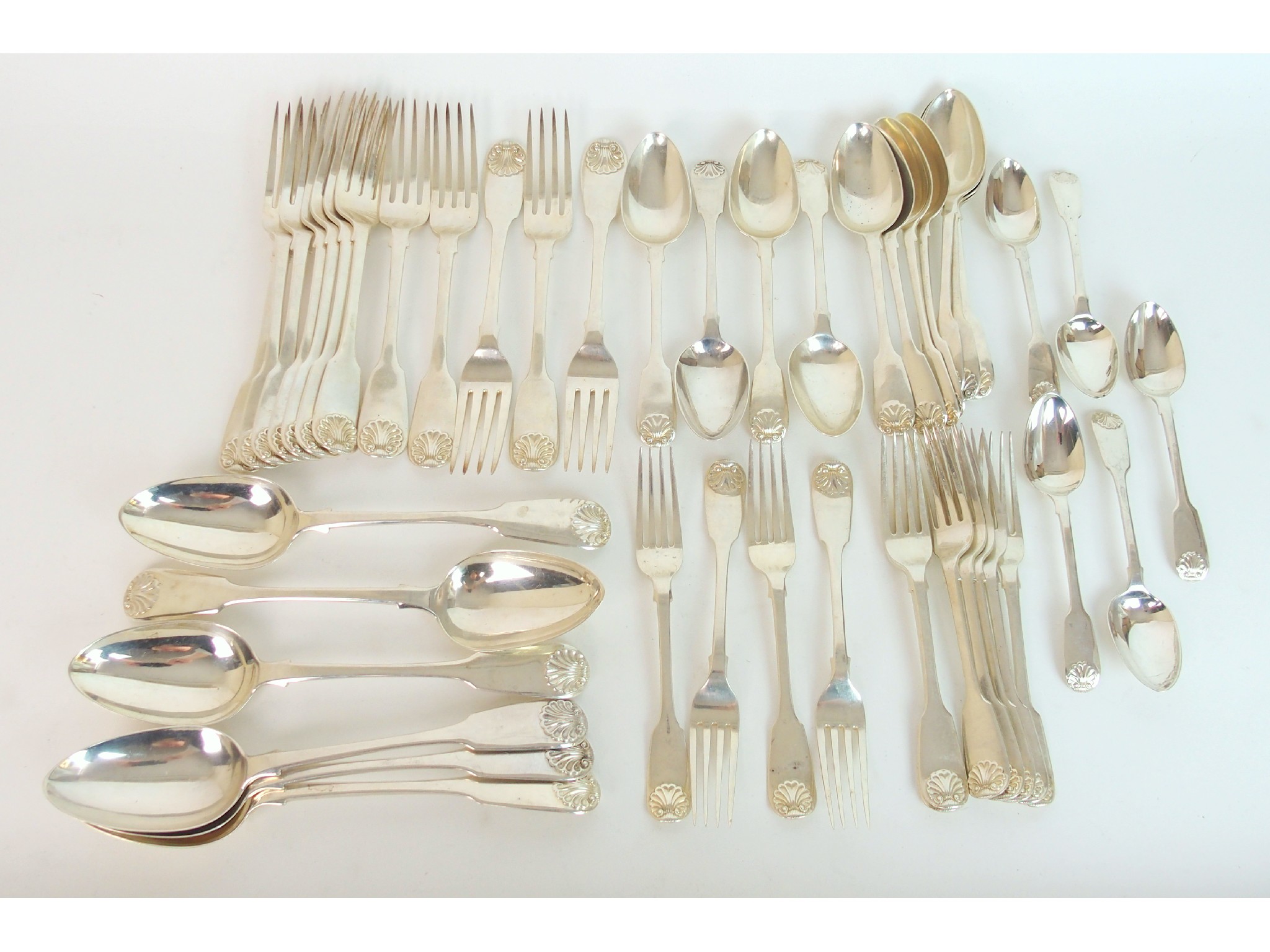 Appraisal: A part suite of silver cutleryby Mary Chawner London in