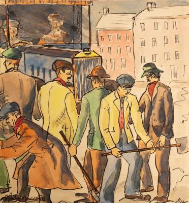 Appraisal: Gladys Maccabe - Construction Workers Building a Road a near