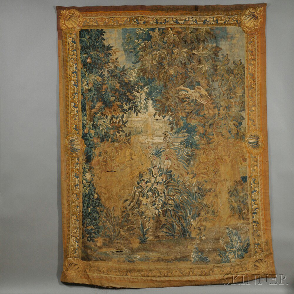 Appraisal: Verdure Tapestry Brussels th th century woven polychrome wool depicting