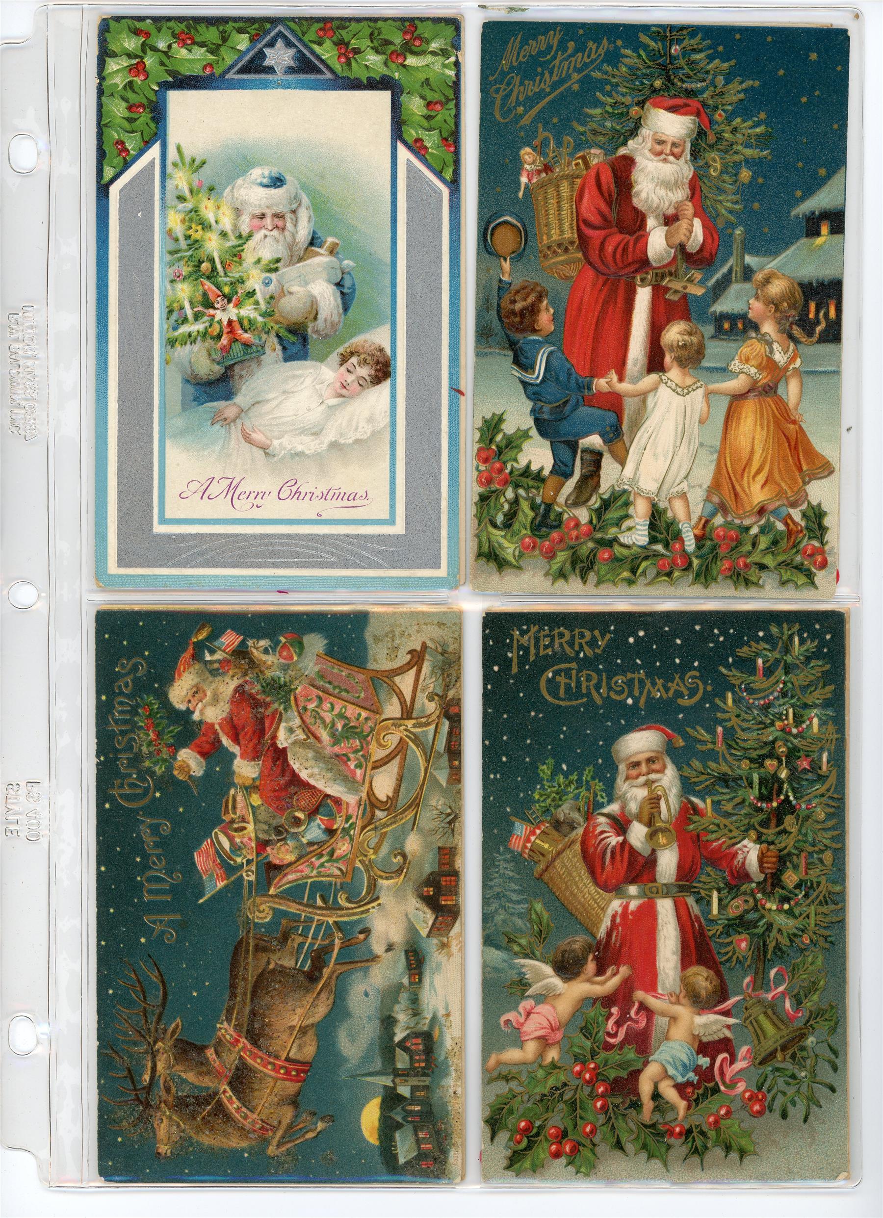 Appraisal: GROUP OF SIXTEEN SANTA CLAUS-THEMED CHRISTMAS POSTCARDS Printed in Europe