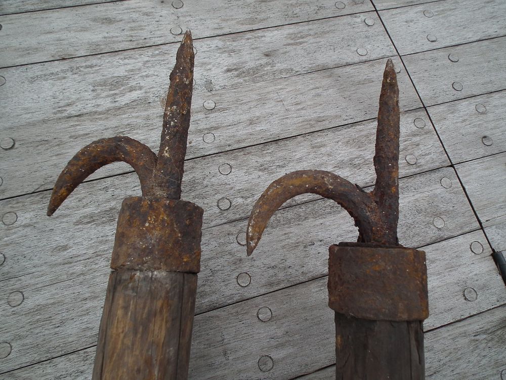 Appraisal: FT WHALING GAFFS Pair of th century foot long wood