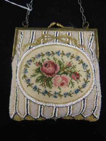 Appraisal: Beaded Pettipoint Evening Bag '' x ''