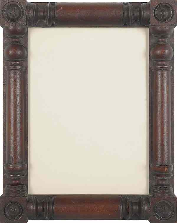 Appraisal: Pennsylvania carved cherry frame th c with turned half columns