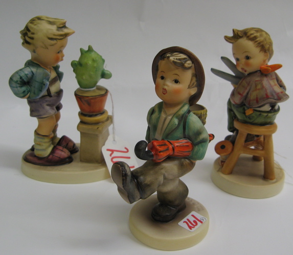 Appraisal: THREE GERMAN HUMMEL FIGURES Confidentially HUM - H TM- Little