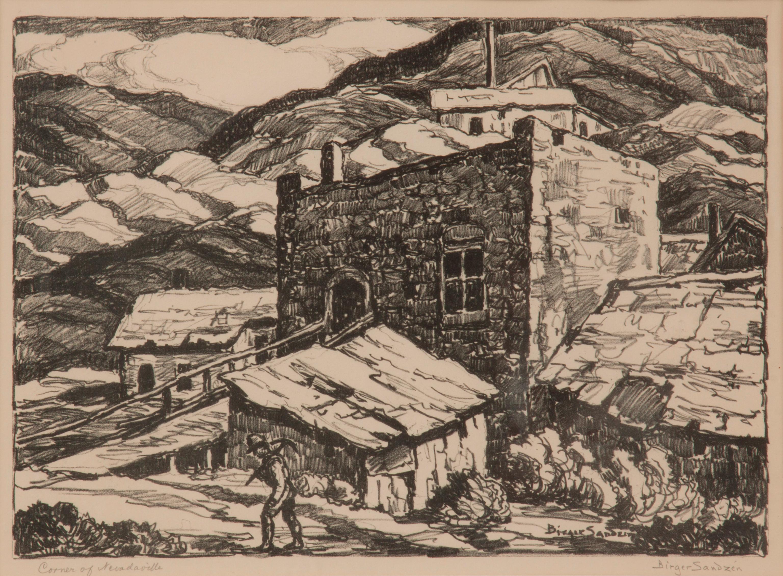 Appraisal: BIRGER SANDZEN 'CORNER OF NEVADAVILLE' LITHOGRAPH Birger Sandzen Swedish-American -