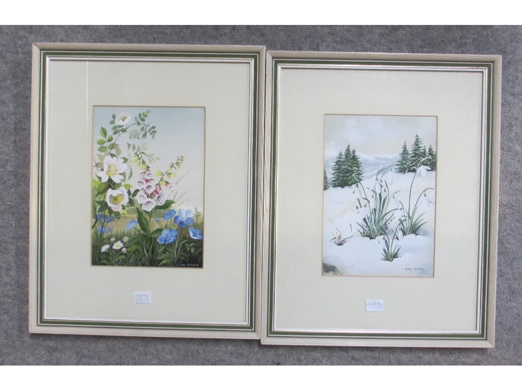 Appraisal: MARY BROWN Pair of watercolour flower signed