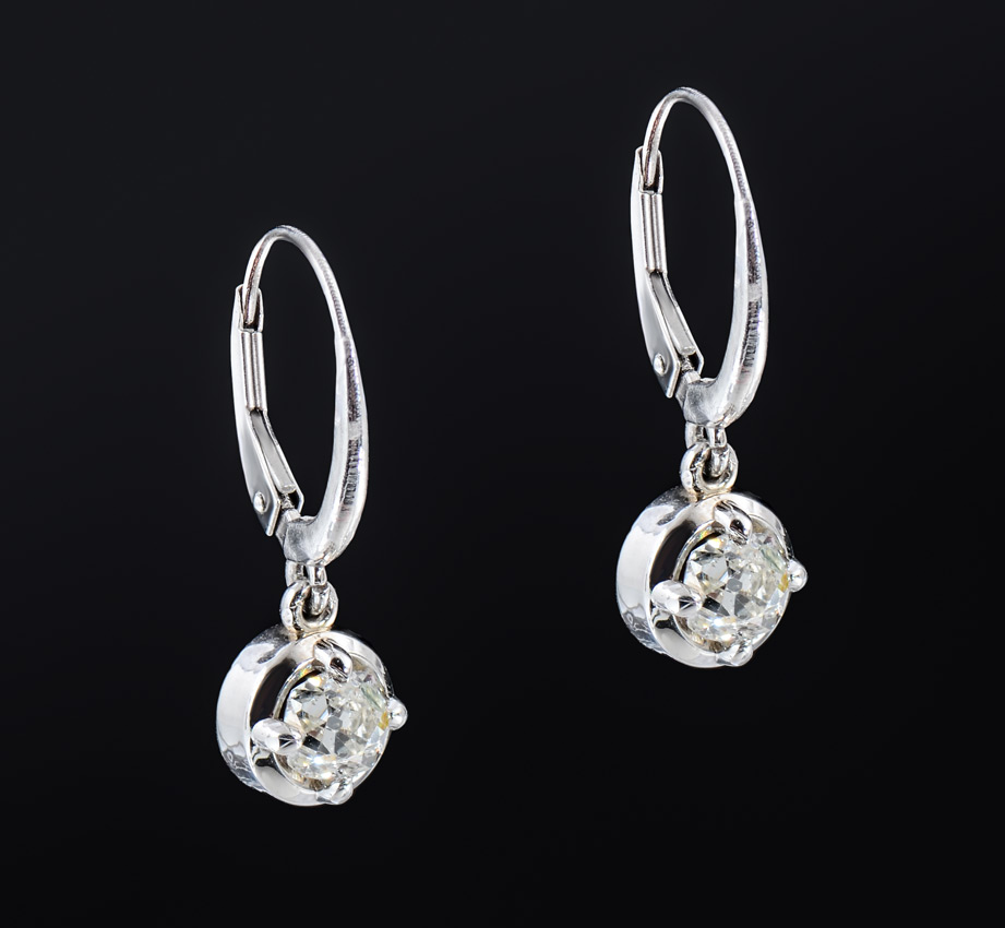 Appraisal: DIAMOND DROP EARRINGS k white gold diamond earrings with two