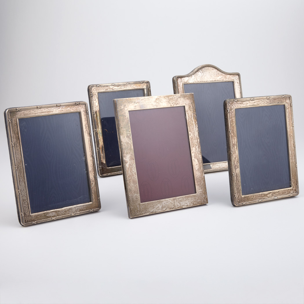 Appraisal: Group of Five Sterling Silver Picture Frames Comprising three of