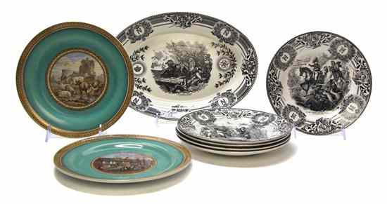 Appraisal: A Partial Set of Belgian Napoleonic Transfer Decorated Dinnerware comprising