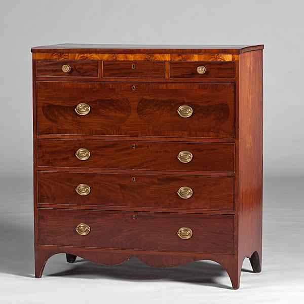 Appraisal: Federal Mahogany Chest of Drawers American possibly Concord NH ca