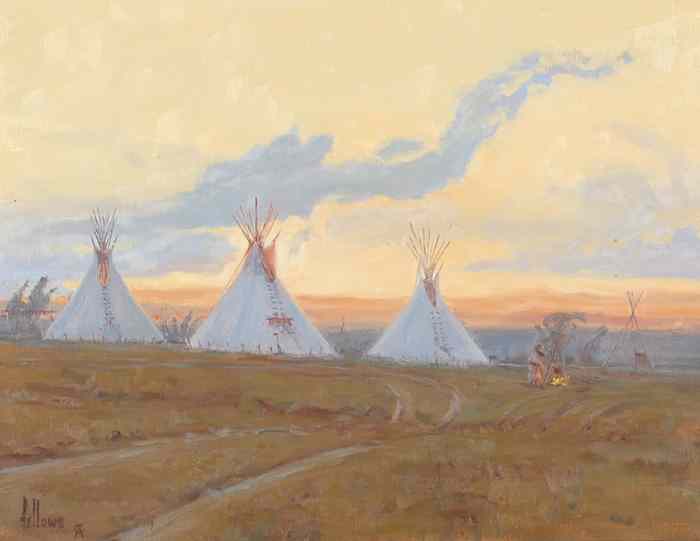 Appraisal: FRED FELLOWS OIL ON CANVAS Arizona California born Teepees at