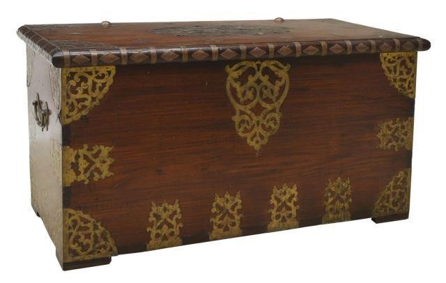 Appraisal: British Colonial rosewood storage chest th c rectangular case fitted