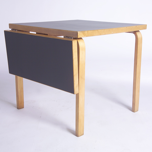 Appraisal: ALVAR AALTO Birch drop-leaf dining table with bentwood legs and