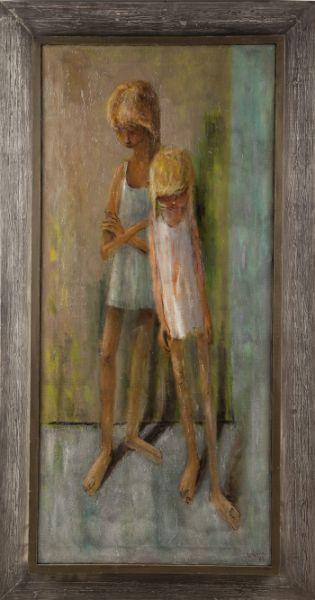 Appraisal: Jack Berkman NC - Tow-Heads oil on canvas signed and