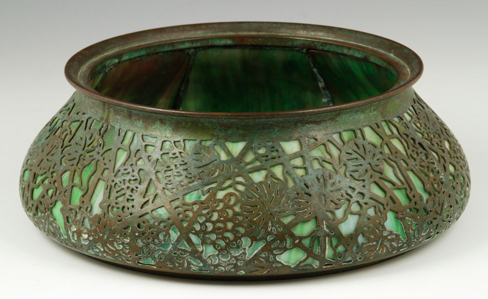 Appraisal: - Tiffany Studios Glass Planter Tiffany Studios New York bronze