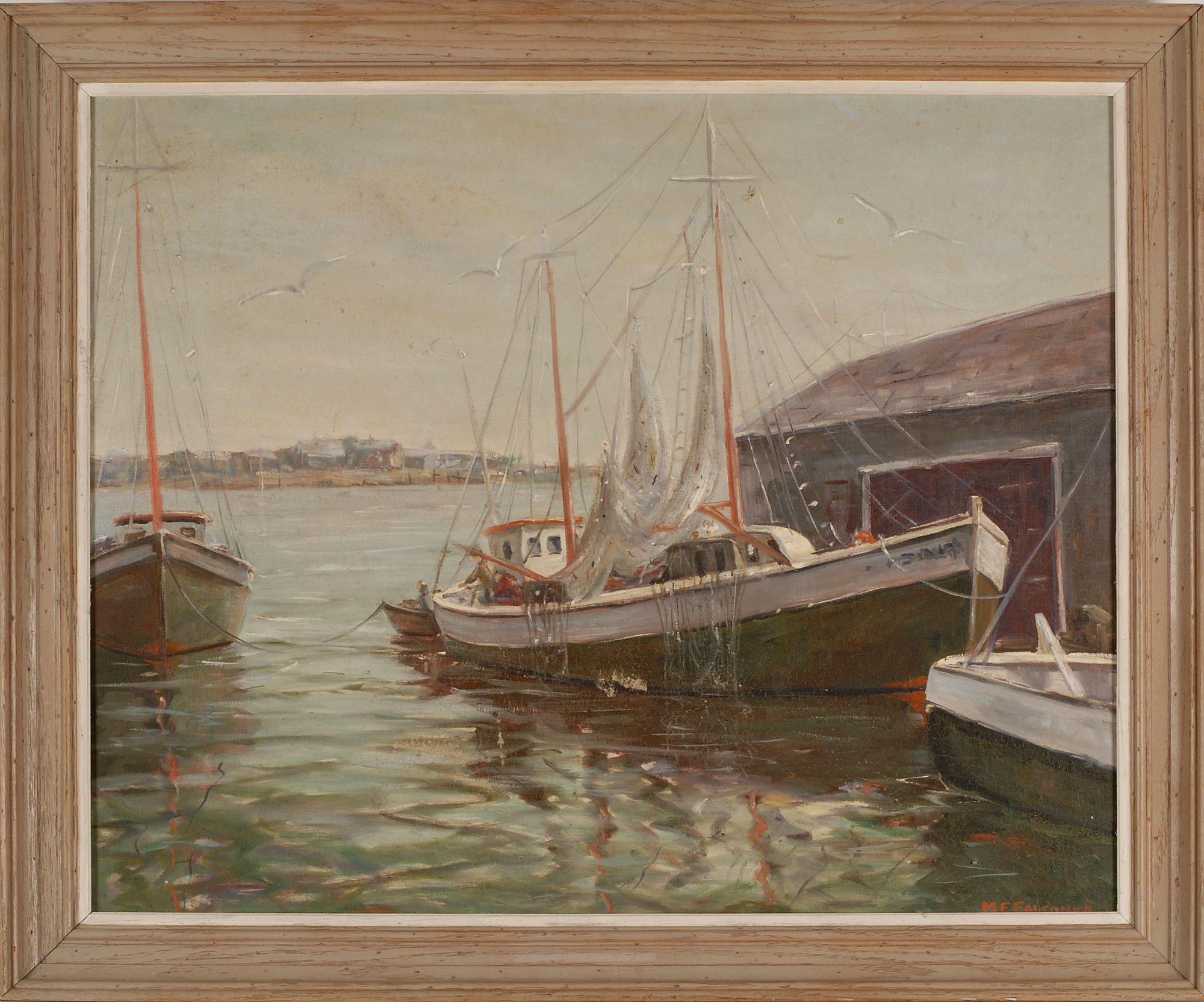 Appraisal: FRAMED PAINTING MARGUERITE E FALCONER Cape Cod Contemporary Gloucester Harbor