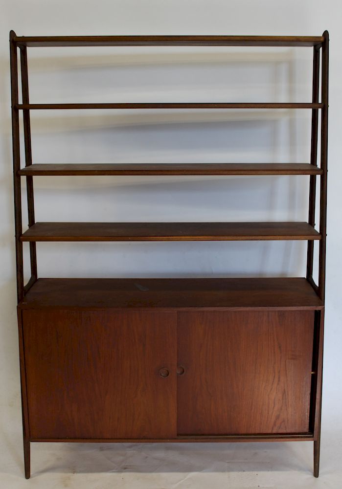 Appraisal: MIDCENTURY Teak Open Front Bookcase Cabinet From the estate of