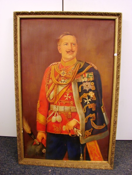 Appraisal: Large gilt framed painting of Kaiser Wilhelm in full parade