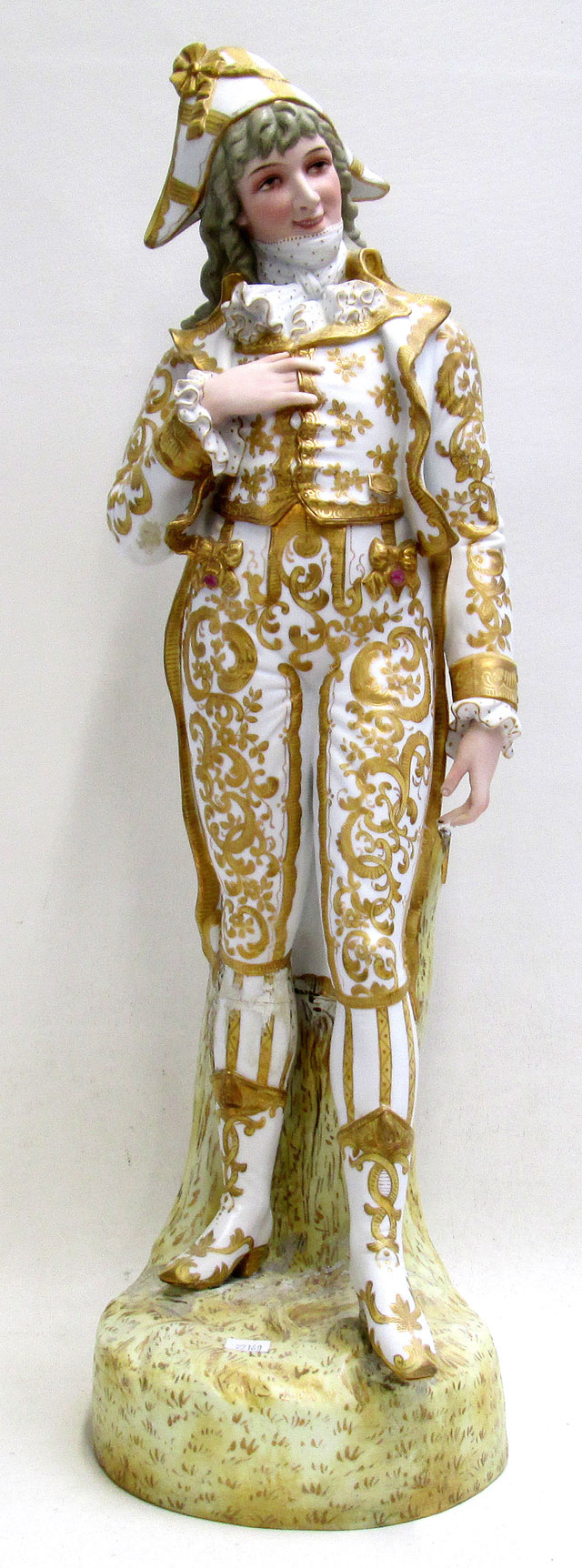 Appraisal: BISQUE HAND PAINTED FIGURINE of a standing Napoleonic male figure