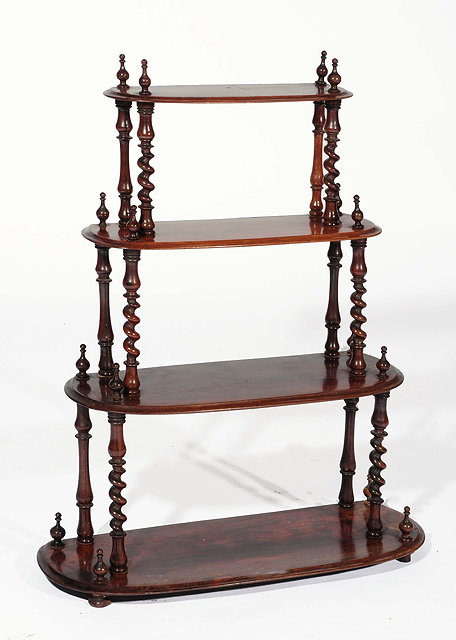 Appraisal: A Victorian miniature four tier whatnotof graduated form with barley-twist