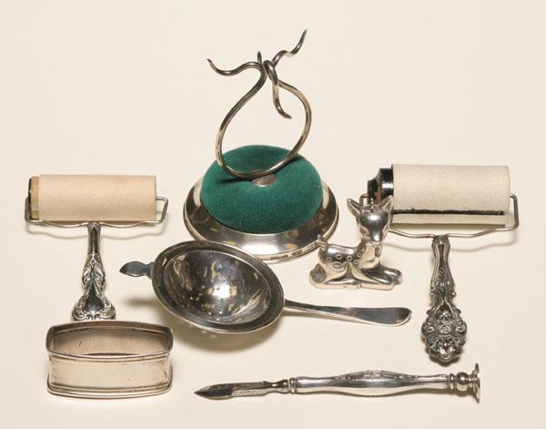 Appraisal: Seven sterling items including a ring or pocket watch holder