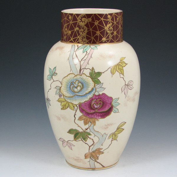 Appraisal: Hand Decorated Porcelain Vase - Excellent Very nice hand decorated